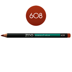 Crayon – yeux, lèvres, sourcils – 608 BRUN ORANGÉ – 1,14g – naturel, vegan – ZAO